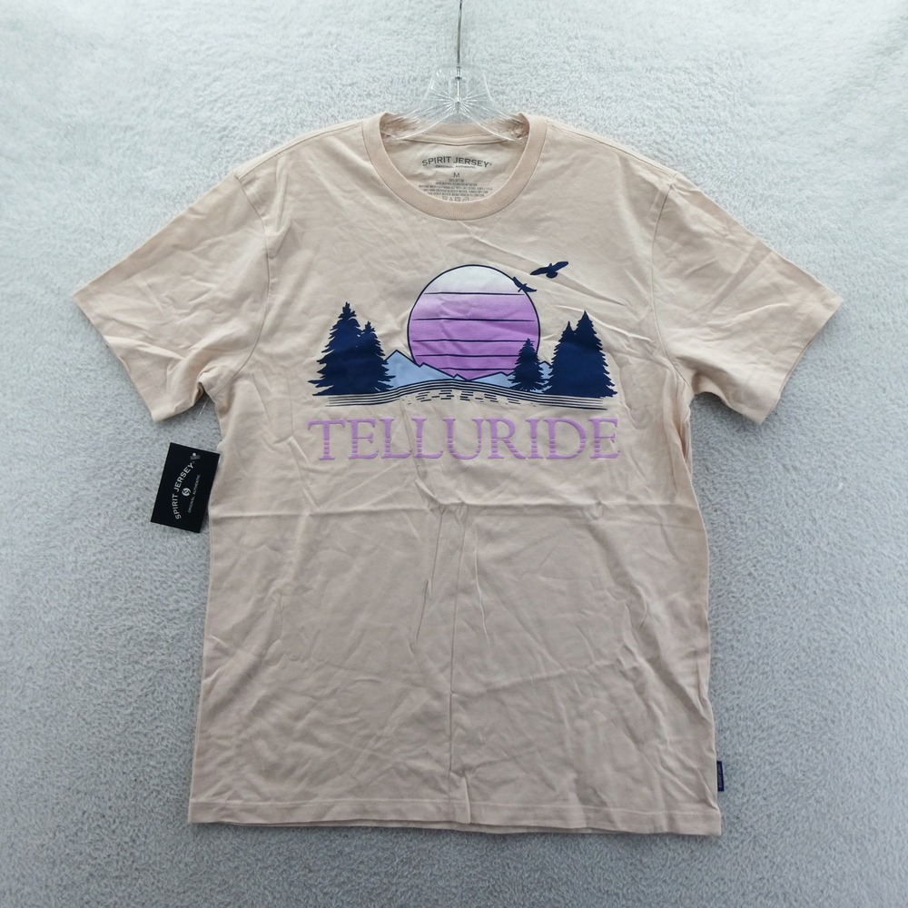 Spirit Jersey Shirt Womens Medium Telluride Tan Sunset Cotton Short Sleeve Tee